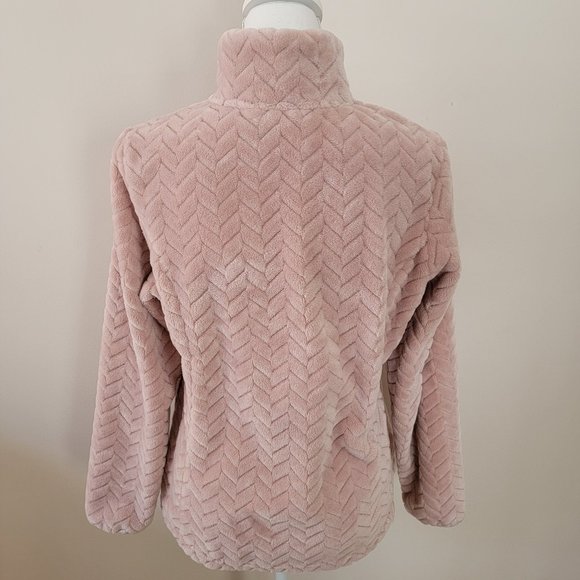 Free Country Women's Pink Chevron Butter Pile Zipper Jacket M - Picture 2 of 7